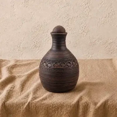 Пляшка з глини 0,7л різьблена