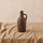 Пляшка з глини для алкоголю 1л різьблена