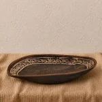 Блюдо овальне з глини глибоке ангоб