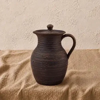 Глечик з глини 2,5л з ручкою гладкий