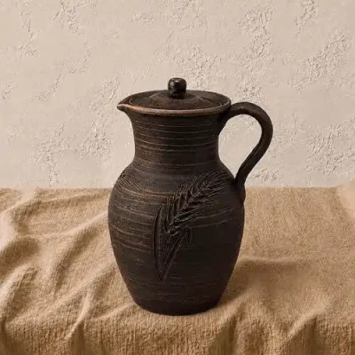 Глечик з глини 2,5л з ручкою (колос)