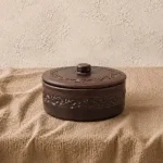 Банка (бочка) з глини Гречаник 0.3л різьблена