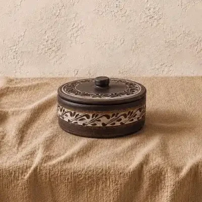 Банка (бочка) з глини Гречаник 0.3л ангоб