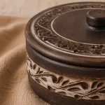 Банка бочка з  глини Гречаник 0.3 л ангоб