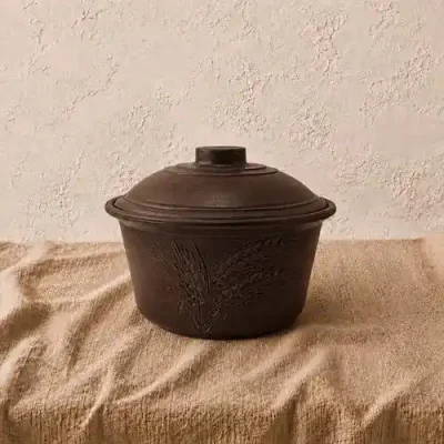 Каструля з глини без ручок 2л (колос)