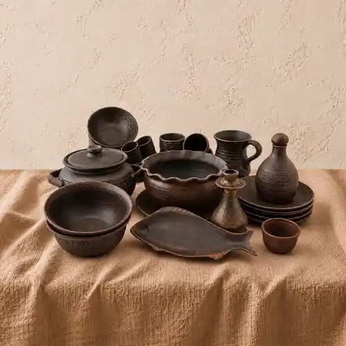 Набір посуду глиняний на 6 персон 63 предмета