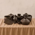 Набір глиняного посуду  на 6 персон гладкий 35 предметів