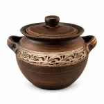 Супник глиняний 3,5 л з ручками та кришкою ангоб