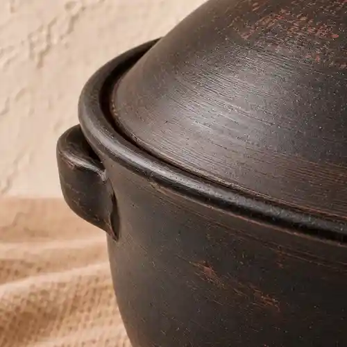 Супник глиняний 4 л з ручками та кришкою гладкий