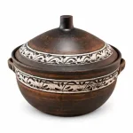 Супник глиняний 4 л з ручками та кришкою ангоб
