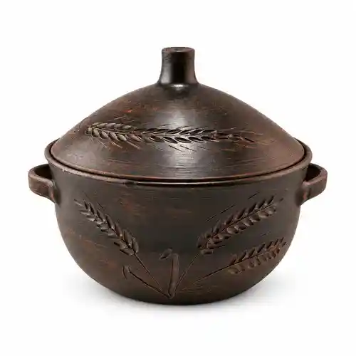 Супник глиняний 4 л з ручками та кришкою Колос